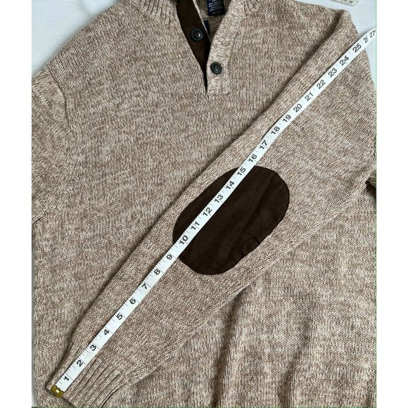 Chaps Ralph Lauren Brown Sweater Men's Mock Neck With Elbow Patches Size Large - Picture 6 of 9